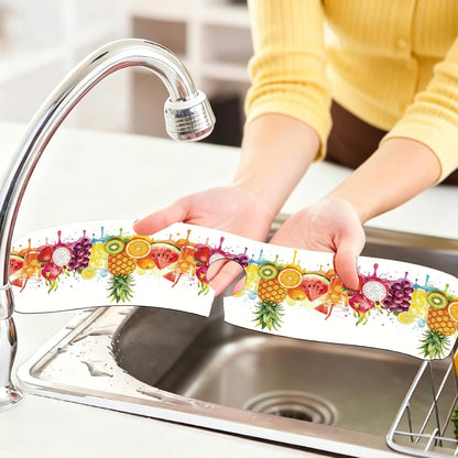 2Pcs Peonies Kitchen Sink Splash Guard Faucet Mat Vintage Florals Faucet Mat For Bathroom Kitchen 5.5x23.6In