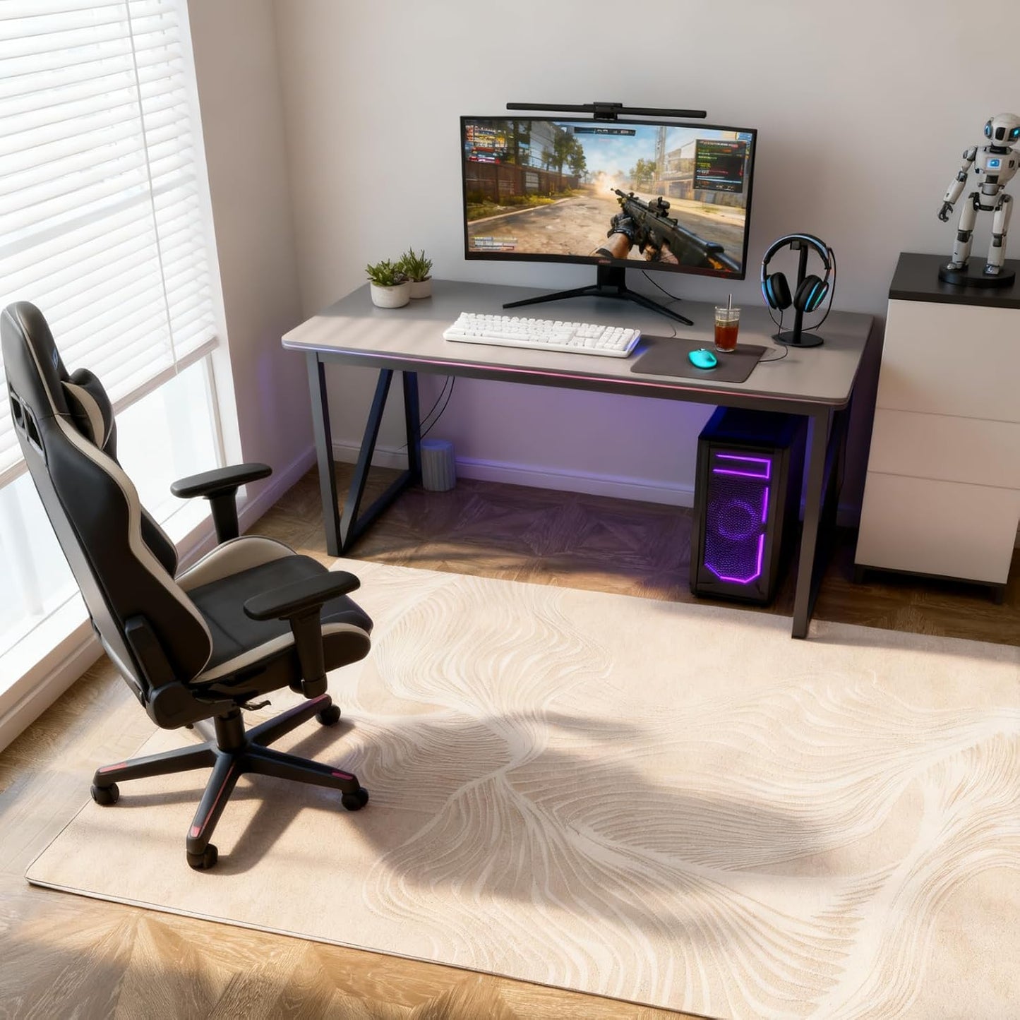 Electric Heated Carpet 35x55in Soft Plush Heating Rug 450W CX | Instant Warmth in 30s, 60 Heat Levels 12h Timer, Energy Efficient Safety Protection Ideal for Home Office Playroom 120V