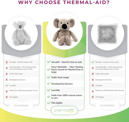 Thermal-Aid® (Olli The Koala) – Washable Heating Pad & Ice Pack – Plush Hot/Cold Pack with Natural Corn Filling – Reusable Comfort