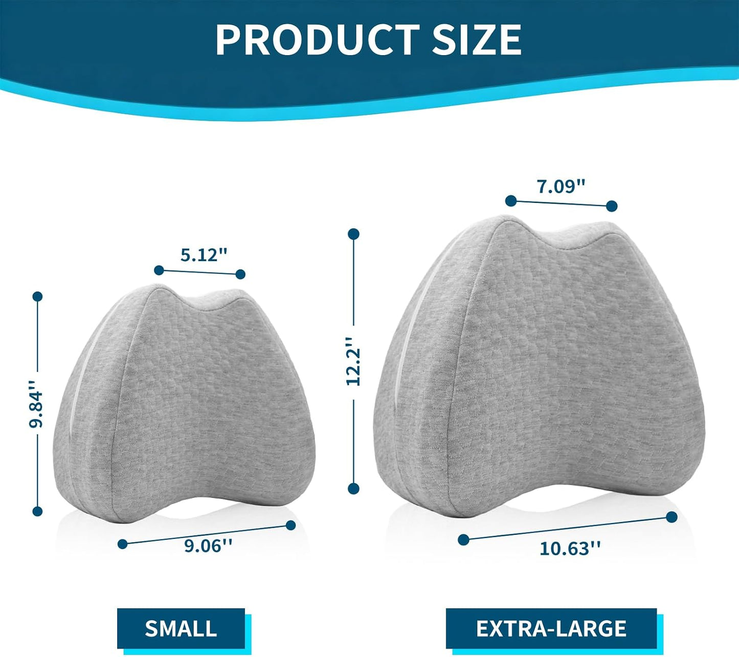 Knee Pillow for Side Sleepers Leg Memory Foam Pillow Side Sleeping Soothing Relief for Back, HIPS, Knees, Joints, Nerves and Muscle Discomfort Relief (Grey, Small)