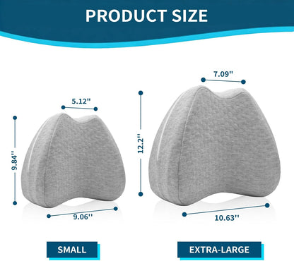 Knee Pillow for Side Sleepers Leg Memory Foam Pillow Side Sleeping Soothing Relief for Back, HIPS, Knees, Joints, Nerves and Muscle Discomfort Relief (Grey, Small)