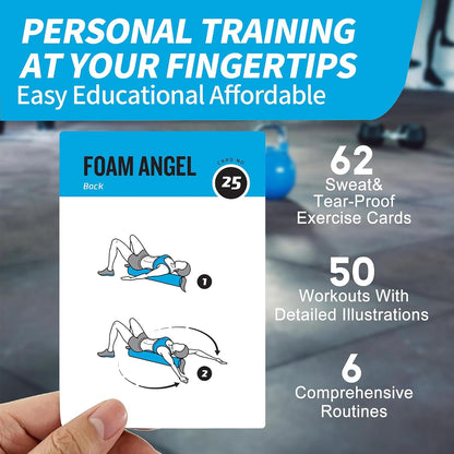 Half Balance Ball Workout Cards, 62 Exercises Cards Deck Large Size 5" x 3.5" Fitness Cards for Women & Men, Beginner Fitness Guide to Training Exercises at Home or Gym