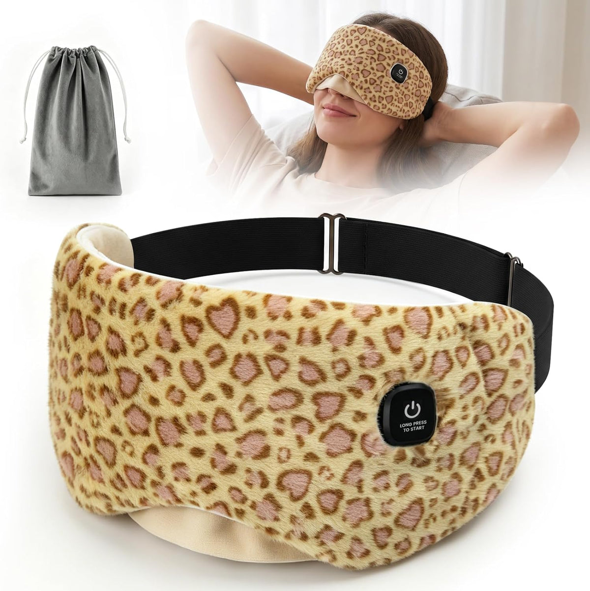 Heated Eye Mask for Dry Eyes, Cordless Warm Eye Compress for Travel, Styes & Chalazion, Blepharitis & MGD, 1500mAh Rechargeable Battery 3 Temperature Modes & Timed Shutdown, Washable Cover(Pattern2)