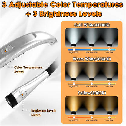 Rechargeable Heated Neck Reading Light with 4 Adjustable Light Modes, Hands Free LED Booklight Lamp for Books in Bed, Night Reading, Comfortable Book Lights for Readers & Crafters (Black)