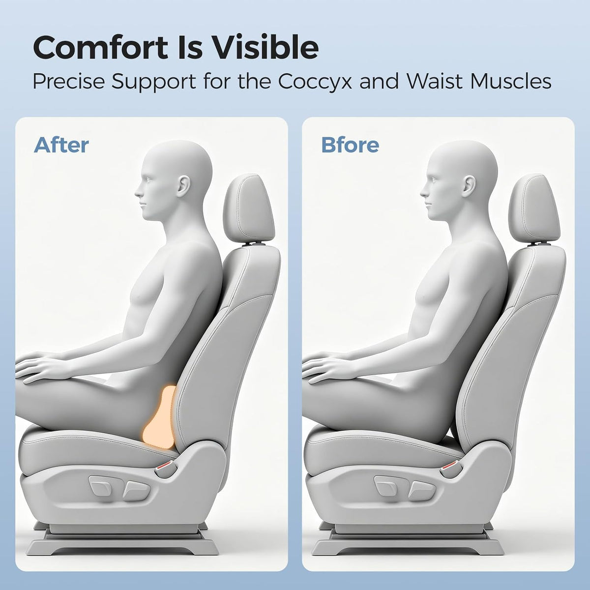 BABUR Lumbar Support Pillow for Car, Coccyx Pain Relief Cushion