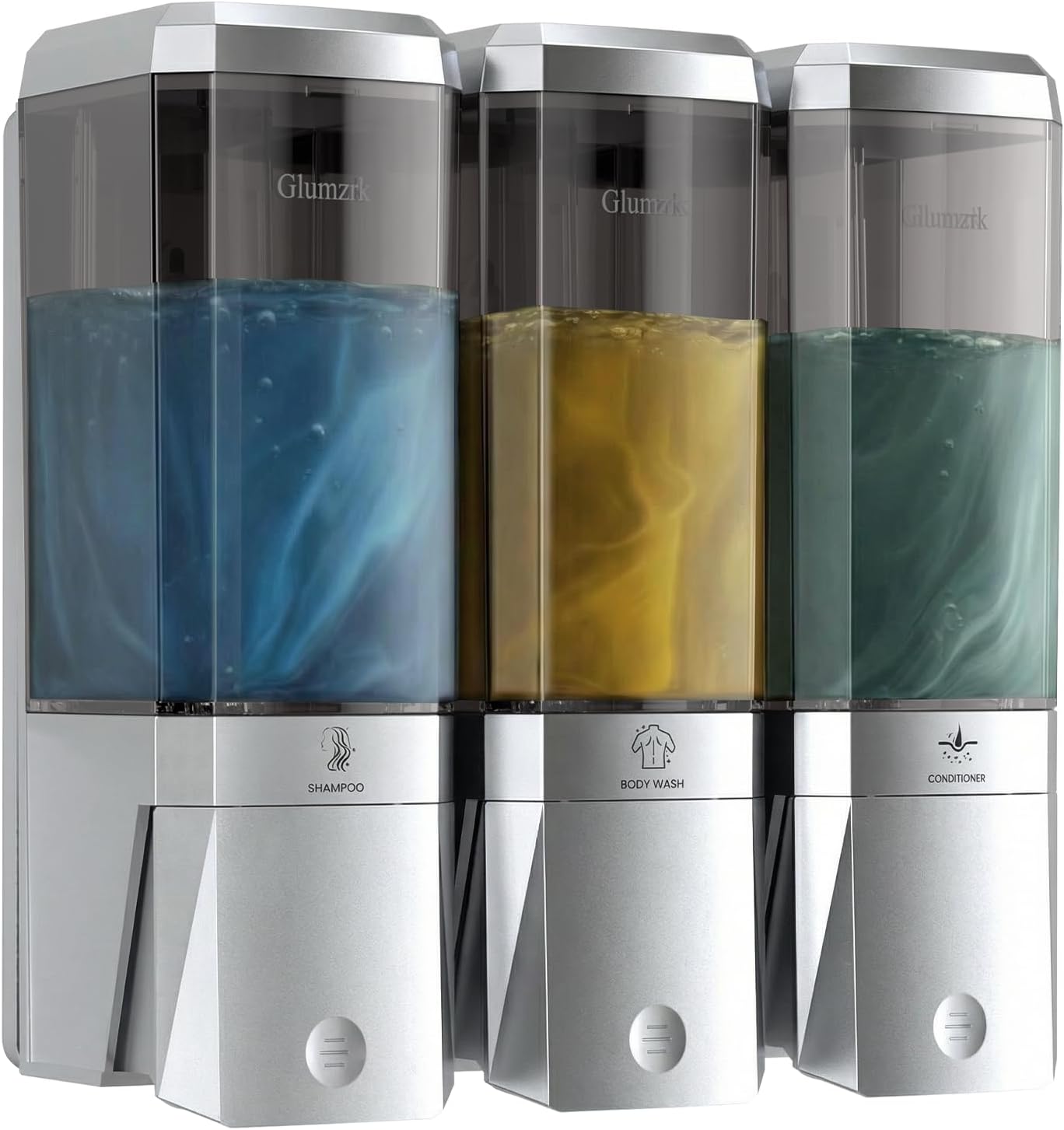 Shampoo and Conditioner Dispenser 3 Chamber No Drill Shampoo Dispenser for Shower Wall Mounted Shower Soap Dispenser 3 * 500ml Refillable Shower Dispenser for Bathroom Hotel(Black 3 Chamber)