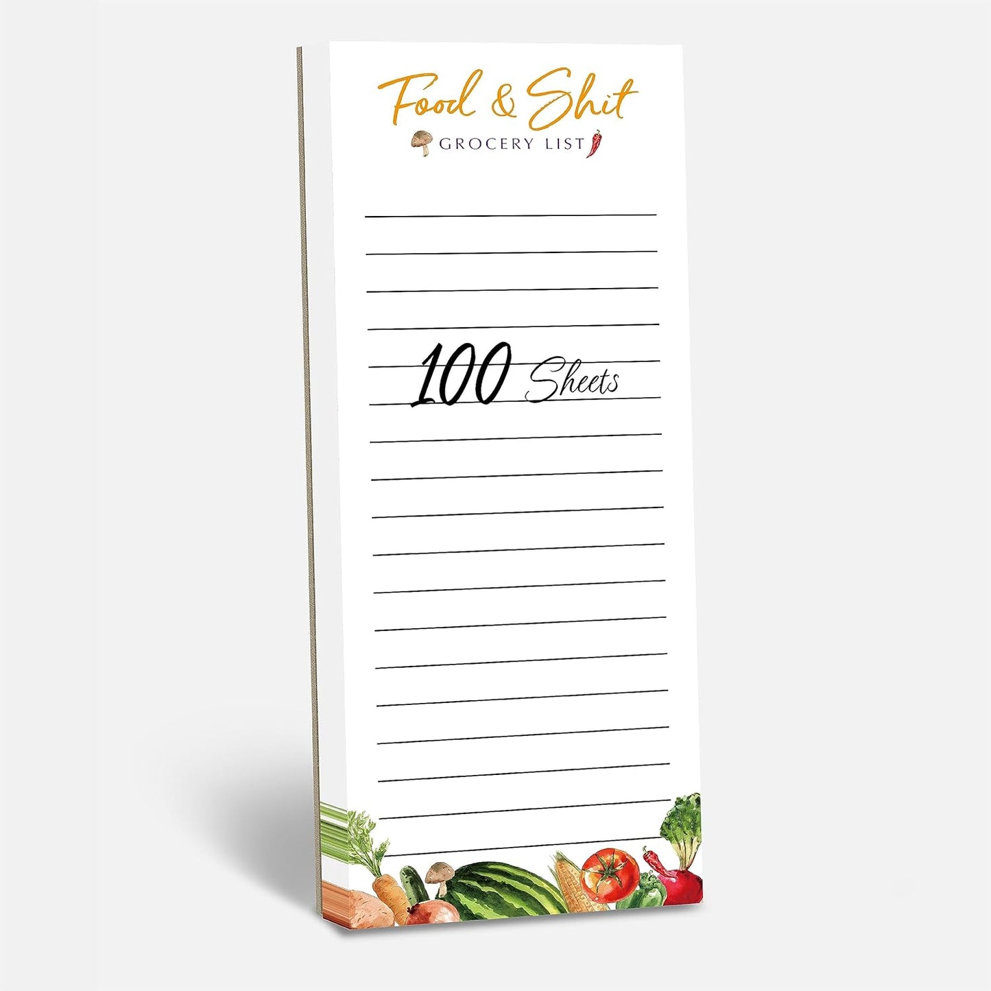 Hebayy 100 Pages Food&Shit Magnetic Back Funny Grocery List Planner Note Pad To Do List for Fridge Locker (3" x 8")