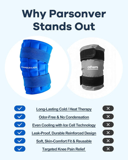 Knee Ice Pack Wrap for Pain Relief, 120-Min Long-Lasting & No Condensation | Ice-Grid Even Cooling Design, Reusable Gel Cold Therapy for Injuries, Knee Replacement Surgery, Swelling, ACL, Meniscus Tear