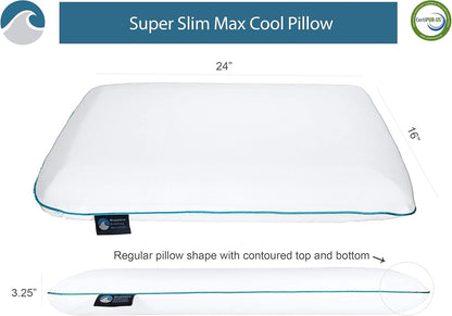 Bluewave Bedding Ultra Slim Gel Memory Foam Pillow for Stomach and Back Sleepers - Thin, Flat Design for Cervical Neck Alignment and Deeper Sleep (2.75-Inches Height, Standard Size)
