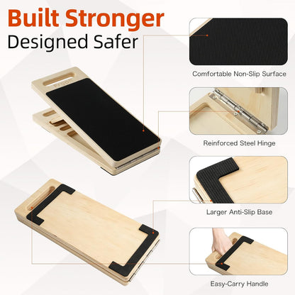 Slant Board for Exercise, Split Calf Stretcher for Physical Therapy | Split design for shoulder-width stance, single-leg rehab, ankle mobility, squats, non-slip wood, adjustable incline.