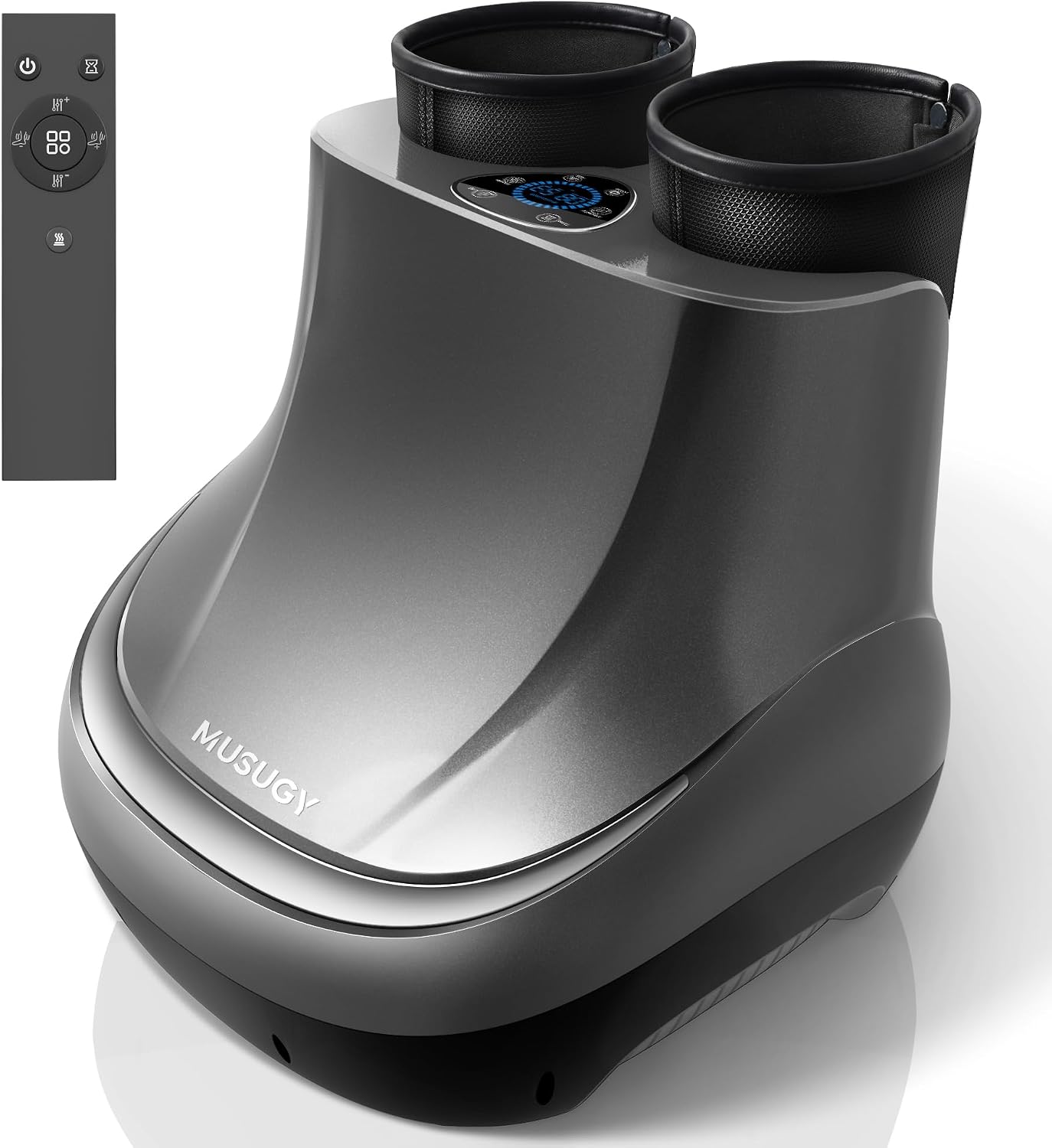 2 in 1 Shiatsu Foot and Calf Massager Machine with Adjustable Heat | Enclosed Design for Tired Legs & Feet, Fits US Men's 11 / Women's 12.5, 5 Modes, 9 Intensities, Remote, Corded Power
