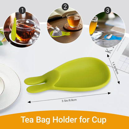 JEPELUS 2Pcs Tea Bag Squeezer Tongs with 2Pcs Tea Bag Holder Strainer