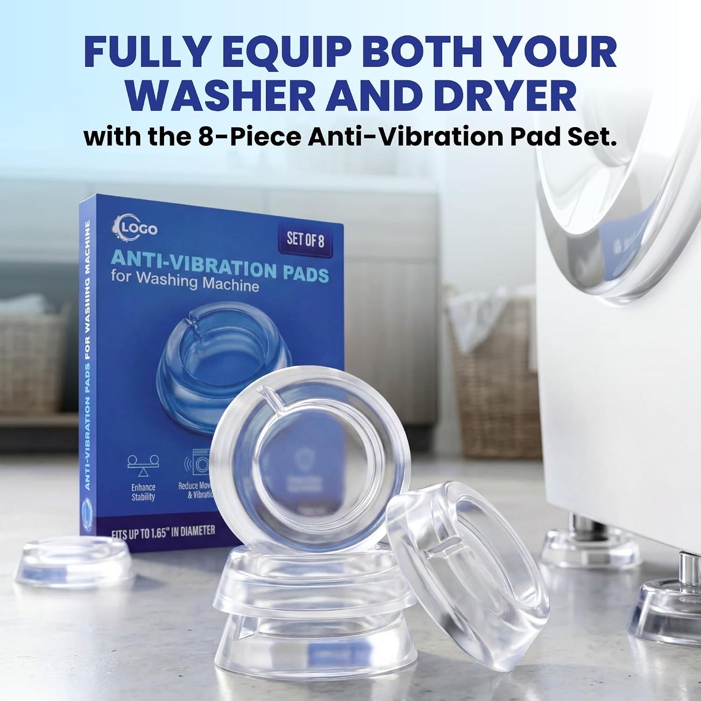 Anti Vibration Pads for Washing Machine – 4 Pack Silicone Washer Anti Vibration Pads Stabilizer Feet, Fits Round Feet up to 1.65”, Shock & Noise Reduction Washing Machine Pads