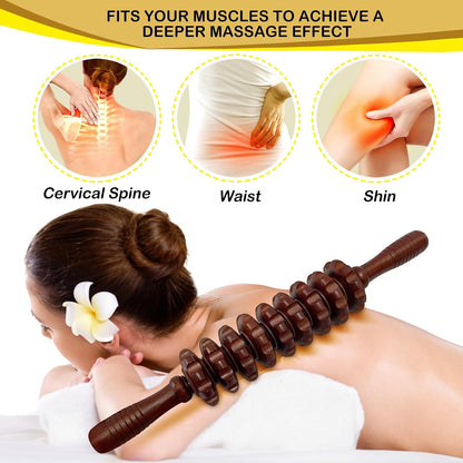 Wooden Massager Handheld Roller Trigger Point Massager Stick for Fascia, Cellulite, Muscle & Abdomen , Body Therapy Massager, Muscle Belly Relief Tool…