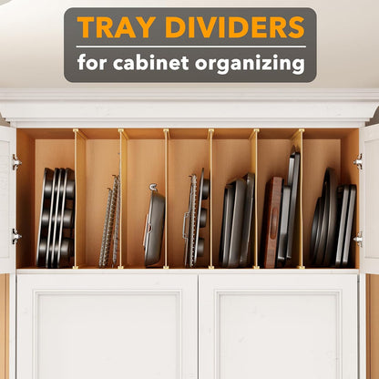 SpaceAid 6 Pack Tray Dividers for Cabinets, Pressboard Kitchen Cookie Baking Sheet Organizer for Cabinet, Vertical Pan and Trays Organizers for Pantry Storage