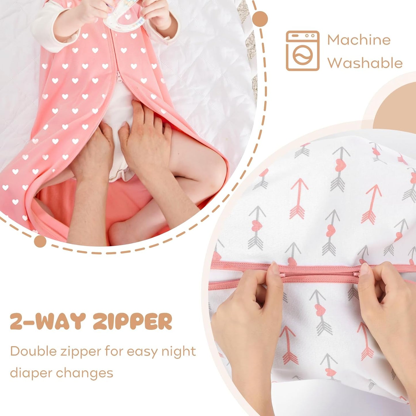 Yoofoss Baby Sleep Sack 0-6 Months Wearable Blanket for Babies 100% Organic Cotton 2-Way Zipper TOG 0.5 Toddler Sleeping Sack 3 Pack, Sleep Sacks