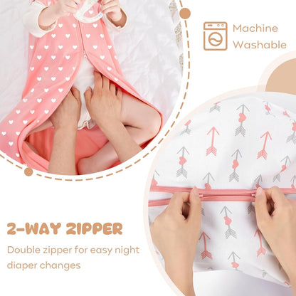 Yoofoss Baby Sleep Sack 0-6 Months Wearable Blanket for Babies 100% Organic Cotton 2-Way Zipper TOG 0.5 Toddler Sleeping Sack 3 Pack, Sleep Sacks