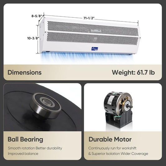 Awoco 72" Super Power 2 Speeds 2350CFM Commercial Indoor Air Curtain