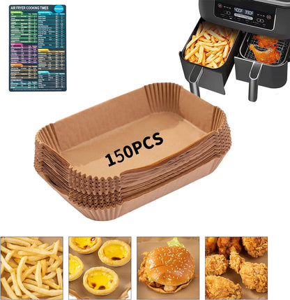 Ecfvtp Air Fryer Disposable Paper Liner, 100PCS Food Grade Parchment Liners for Ninja DZ201, Air Fryer Accessories Baking Paper (9 * 6,Thicken Natural)