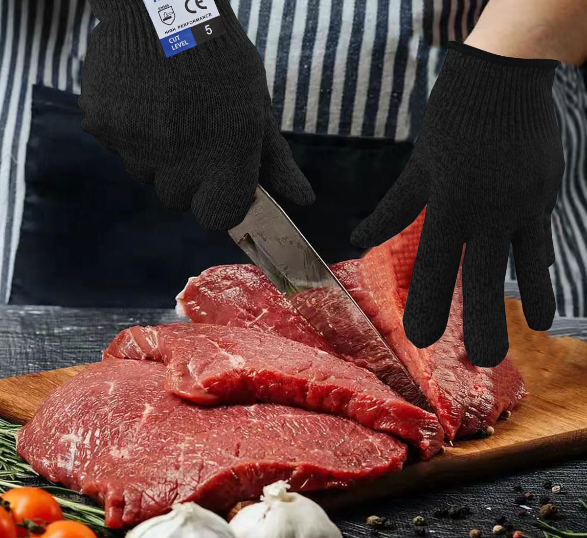 Cutting Gloves, Food Grade Level 5 Protection, Safety Kitchen Cut Gloves for Oyster Shucking, Fish Fillet Processing, Mandolin Slicing, Meat Cutting and Wood Carving. (Violet-Medium 2 Pairs)