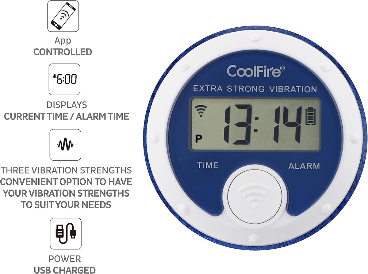 Coolfire Vibrating Alarm Clock Wristband, Silent Wake-Up Watch for Heavy Sleepers, Won’t Disturb Partner, Couples/Roommates, Deaf/Hearing Impaired, 4 Alarms, Bluetooth App, Rechargeable (Purple)