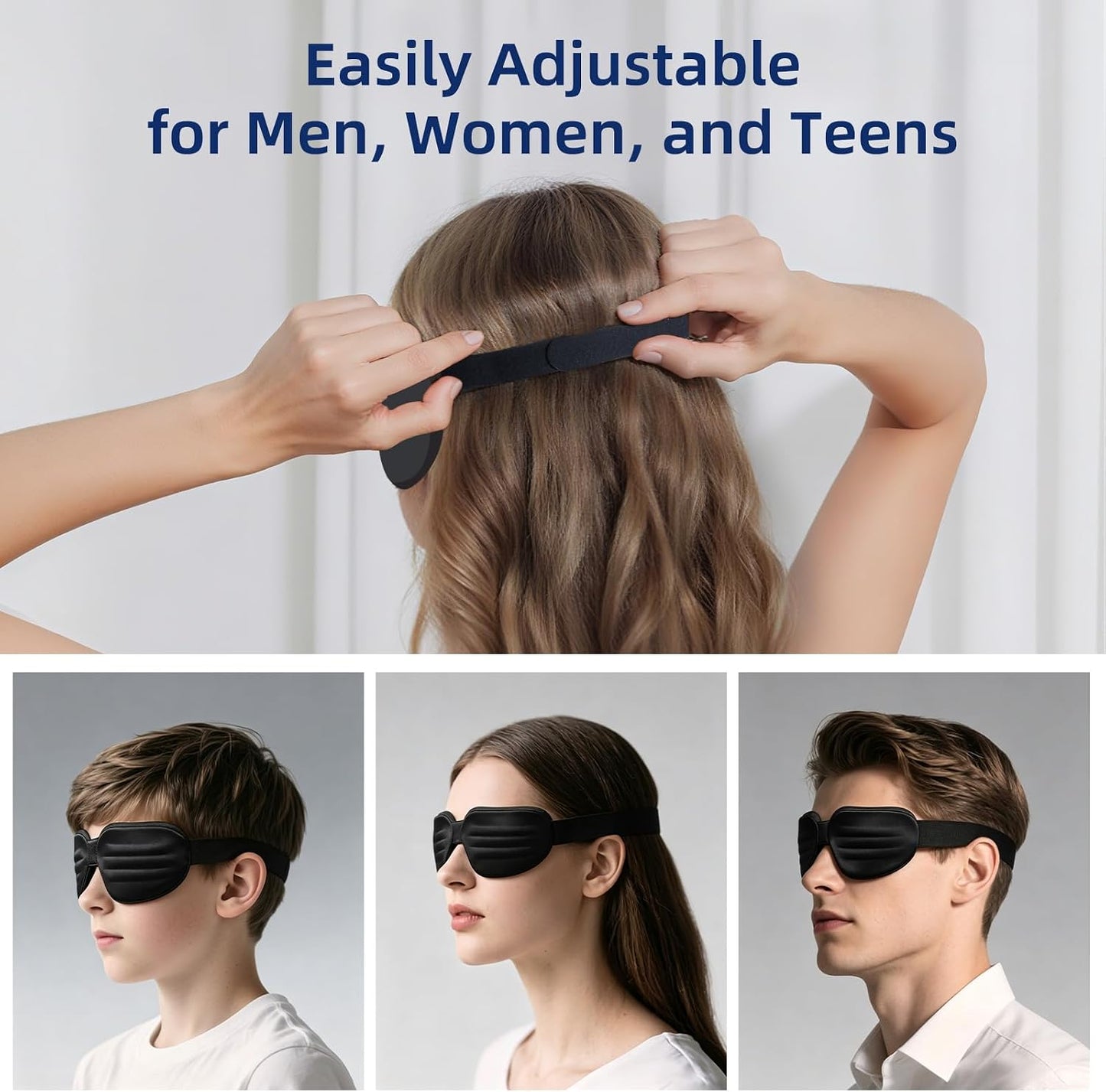 Sleep Eye Mask for Sleeping, 100% Blackout Eye Mask for Women & Men, 3D Contoured Zero Pressure Design, Adjustable Soft Blindfold, Eyelash Friendly Sleep Mask for Travel, Nap & Night Sleep
