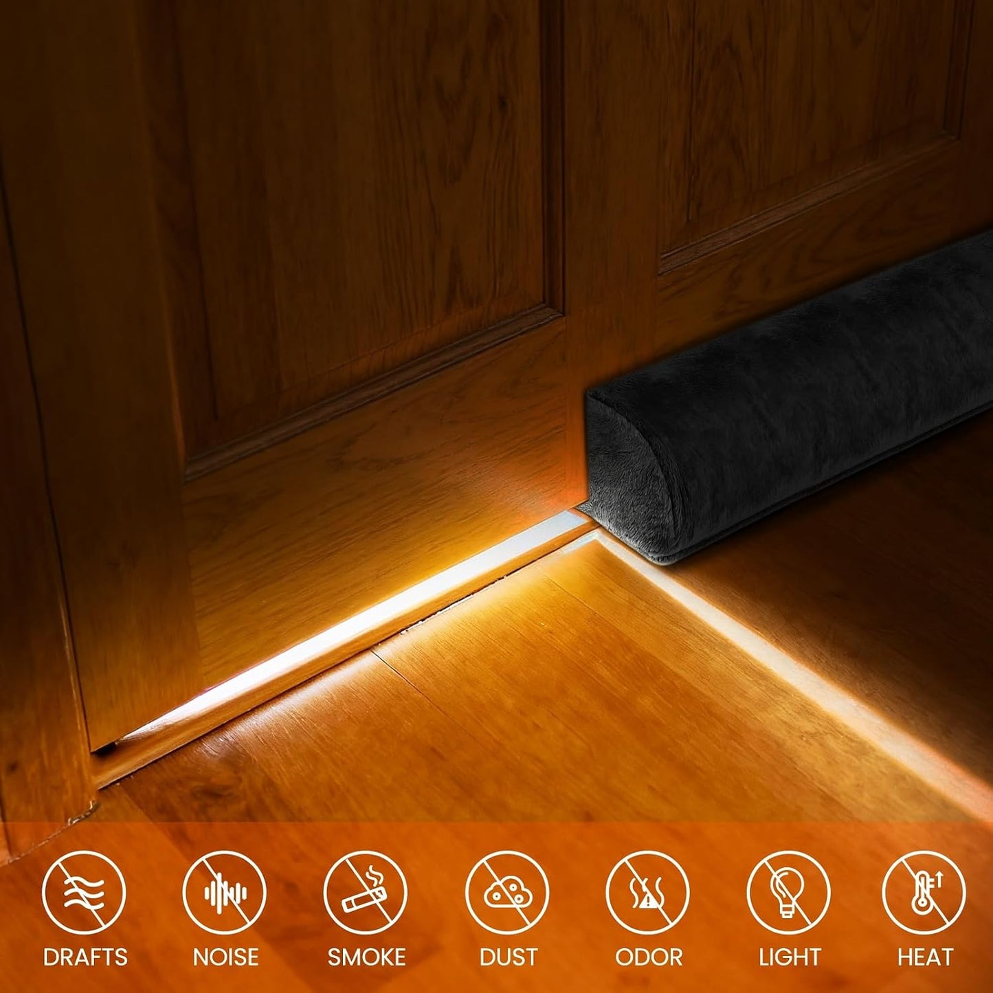 GDHOMM Door Draft Stopper for Bottom of Door, Adjustable Door Sweep Door Draft Blocker Door Gap Filler, Energy Saving, Keeps Sound Draft Light Out - Fits 30” to 36” Door