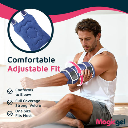 Magic Gel Elbow Ice Pack Wrap – Reusable Knee and Arm Sleeve - Hot & Cold Freeze Therapy Wrap for Targeted Areas – Compact Compression Fit for Knees, Calf, Joints, Tennis