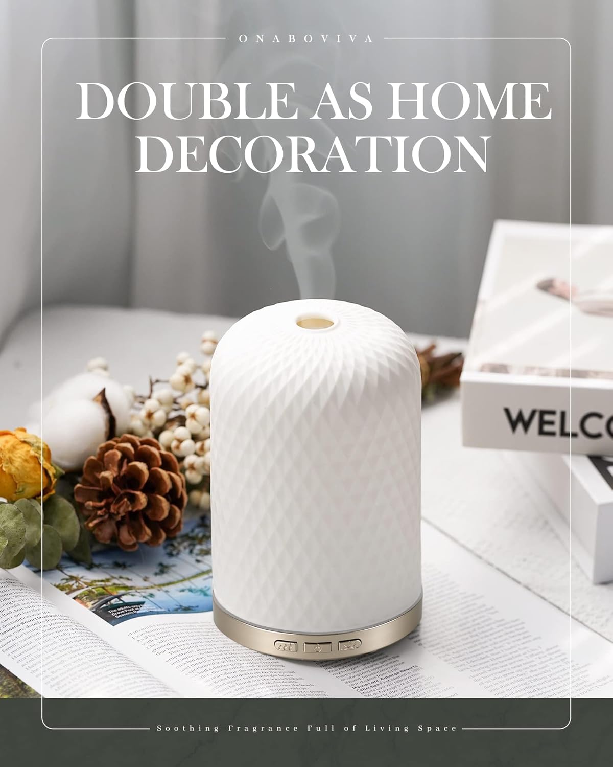 Essential Oil Diffuser - 2.4MHz Ultrasonic Glass Diffuser with Pulse/Continuous Mist & Night Light, Waterless Auto-Off, Silent Aromatherapy Diffuser for Home, Office, Yoga, Spa, Gifts & Home Decor.