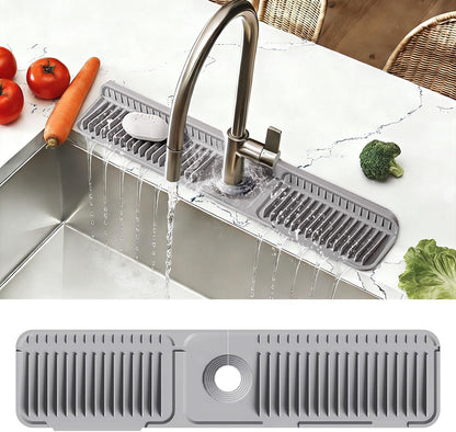 24 Inch Upgraded Draining Mat Folding faucet Mat for Bathroom Sink Splash Guard 7° Slope with Button Lock Water Draining Pad for Kitchen Bathroom Bar(Pink)