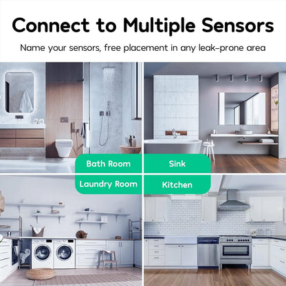 WiFi Water Leak Detector for Home, 3 Pack Water Sensors | with 100dB Adjustable Alarm, Leak Alert Email&SMS Notification, 200M Transmission for Basement, Bathroom, Laundry, IFTTT