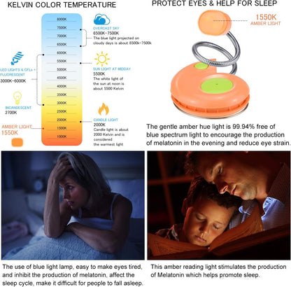 LUXSWAY Rechargeable Reading Light for Kids, LED Book Light with Magnetic Clip and Flexible Gooseneck, Cute Amber Bookmark Light - Violet