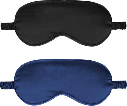 IEKEODI 2 Pack Sleep Masks, Blackout Eye Masks for Sleeping, (Black+Purple) | Silky Soft Comfort, Light Blocking Blindfold Design, Gentle Elastic Fit, Smooth Skin Feel, Travel and Nap Ready