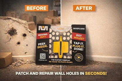 FIX Drywall Anchor Holes Fast - MudPlugz Drywall Hole Repair Kit - No Mesh - No Spackle - Professional Small Hole Wall Patch Kit - 36 Plugs - Reusable Prep Tool - Quick and Easy