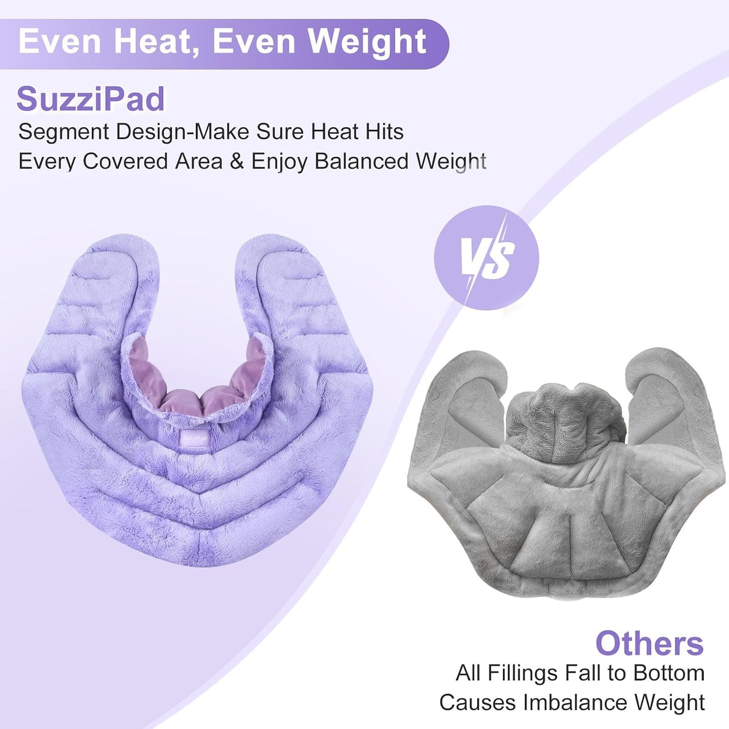 SuzziPad Microwave Heating Pad for Neck and Shoulders, Microwavable Heated Neck Wrap Warmer with Moist Heat, Herbal Lavender Aromatherapy, Hot & Cold Compress, Ideal for Mother's Day