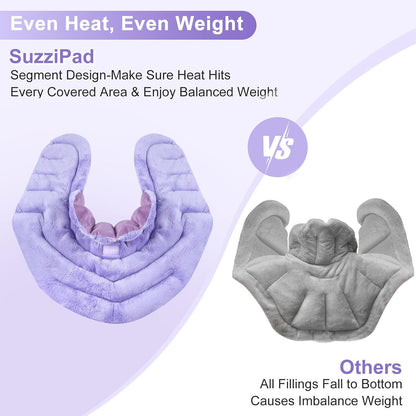 SuzziPad Microwave Heating Pad for Neck and Shoulders, Microwavable Heated Neck Wrap Warmer with Moist Heat, Herbal Lavender Aromatherapy, Hot & Cold Compress, Ideal for Mother's Day