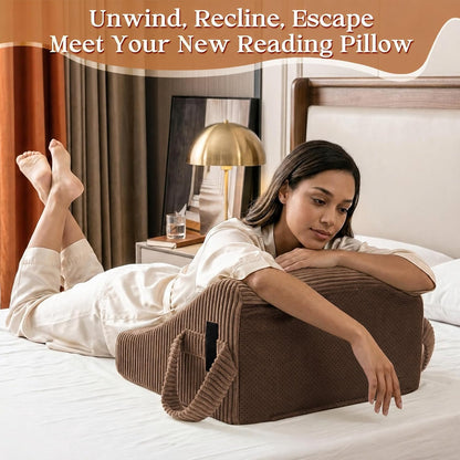 Reading Pillow/Backrest Pillow with Arms, Cup Holder & Phone Pocket