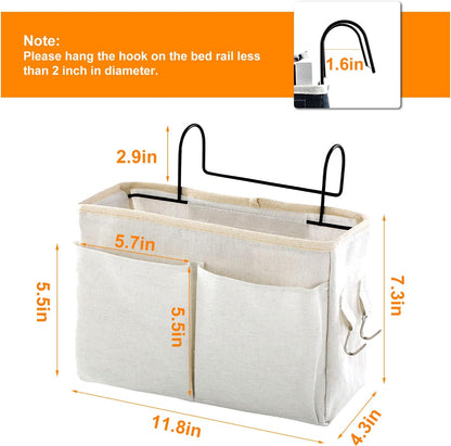 Surblue Bedside Caddy Bedside Storage Bag Hanging Organizer for Bunk, Hospital Beds, Dorm Rooms Bed Rails Camp 4 Pockets and 2 Hooks (Skyblue)