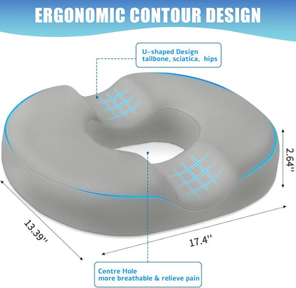 BlissTrends Donut Pillow Seat Cushion, Memory Foam Lifting Cushions(Black) | Donut Chair Cushions for Postpartum Pregnancy & Hemorrhoids,Tailbone Pain Relief Cushion for Office&Home Chairs