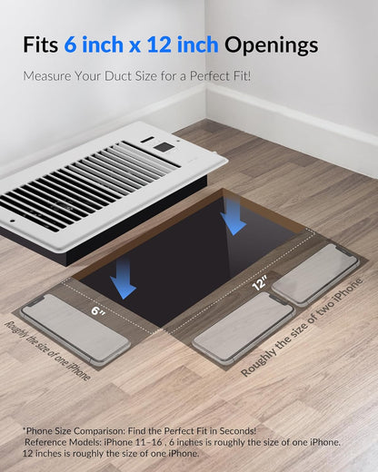 Howeall 4" x 10" Super Quiet Register Booster Fan - Upgrade Smart Register Vent with Ionizer and Dual Intelligent Thermostat Control - Heating Cooling Vent Fan Booster - Charleston Design (ORB)