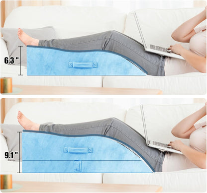 TranquilRelax Leg Elevation Pillow for After Surgery, Wedge Pillow, Grey | Single-leg design, adjustable height, U-shaped cradle, supportive memory foam, washable cover, leg elevation for swelling