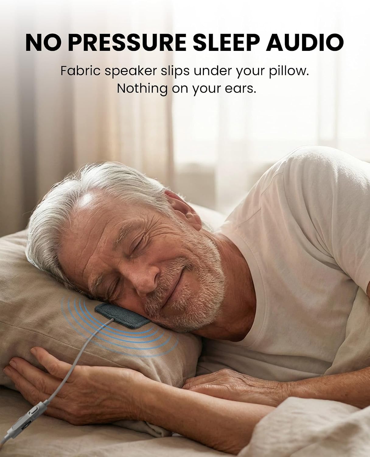 Avantree Slumber Mini - Wired Pillow Speaker for Sleeping | Soft Bedtime Audio, No Charging Needed, In-Line Volume Control, USB-C & AUX, Sleep Audio for Podcasts & Audiobooks
