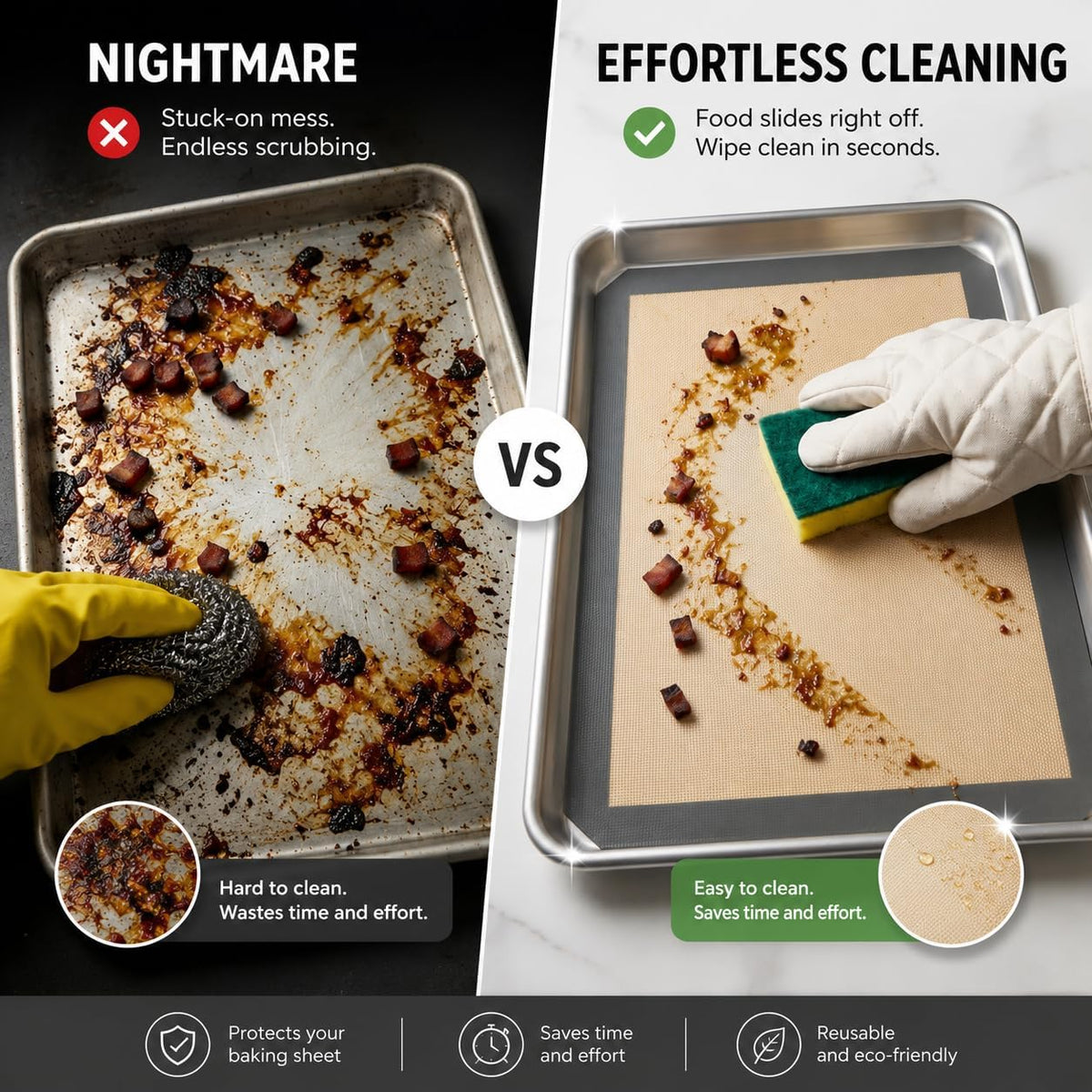 3-Piece Silicone Baking Mat Set, Non-Stick Reusable Air Fryer Liners and Oven Sheets, Heat Resistant, BPA-Free, Easy to Clean.