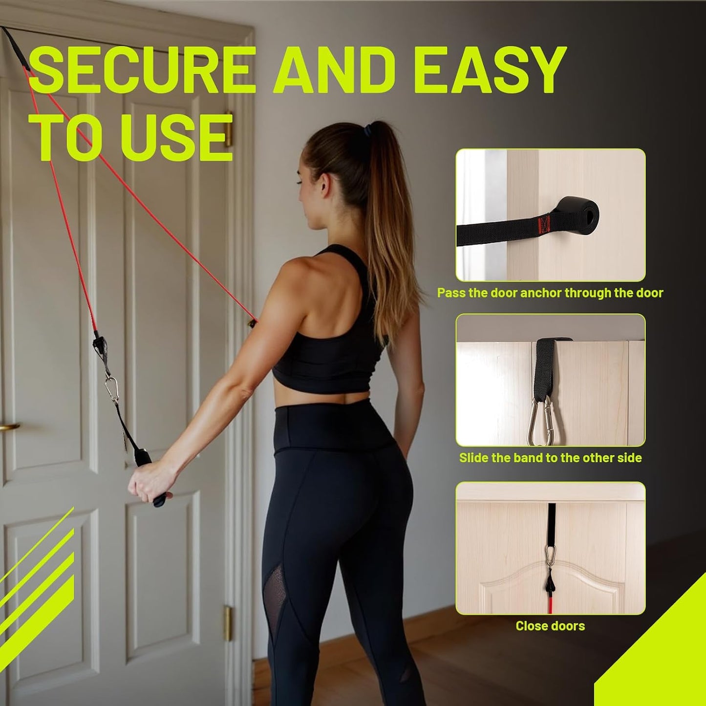 Door Anchor Strap for Resistance Bands | Multi Point Anchor Gym Attachment for Home Fitness, Door Resistance Bands Workout Equipment for Stretch, Strength Training