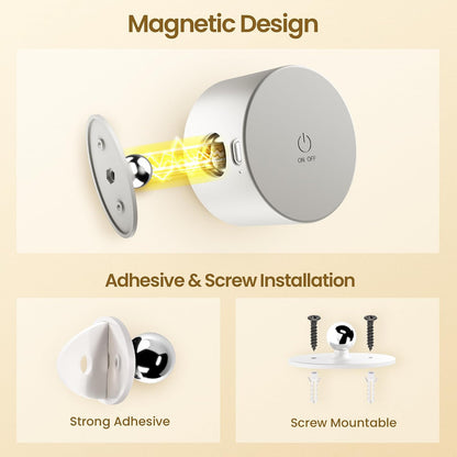 Wall Mounted Lamp, Rechargeable Battery Operated Wall Lights, Wood-2 Pack | Rechargeble Renter Friendly, 3 Color Temperatures & 3 Brightness Levels 360°Rotate Magnetic Ball, Sconces for Reading Bedroom