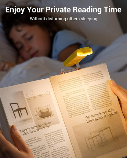 DEWENWILS USB Rechargeable Book Reading Light, 3000K Warm White, Brightness Adjustable Clip on LED Bookmark Lamp at Night in Bed, Portable Booklight for Bookworms, Kids