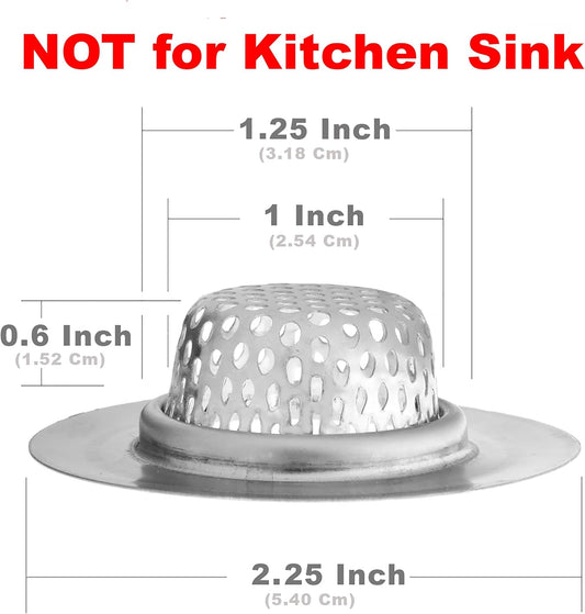 2 Pack - 2.25" Top / 1" Basket- Sink Strainer Bathroom, Utility, Slop, Laundry, RV and Lavatory Sink Drain Strainer Hair Catcher. Stainless Steel - Hilltop Products
