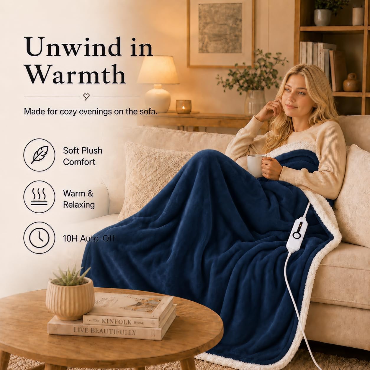 Electric Heated Blanket Full Size 72"x84" – Light Gray | ETL for Safe Overnight, 4 Heat Settings & 10H Auto Off, Dual-Sided Microplush Sherpa for Home Night, Machine washable