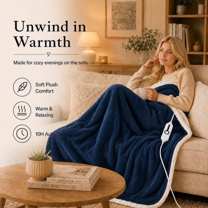 Electric Heated Blanket Full Size 72"x84" – Light Gray | ETL for Safe Overnight, 4 Heat Settings & 10H Auto Off, Dual-Sided Microplush Sherpa for Home Night, Machine washable