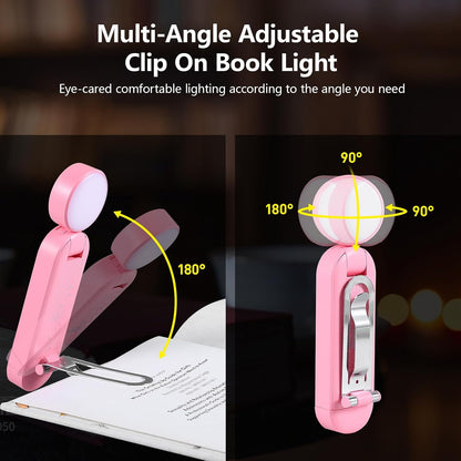 VAVOFO USB Rechargeable Bookmark Reading Light, Blue Light Blocking Amber LEDs for Bedtime Reading - Clip On, 9 Lighting Modes
